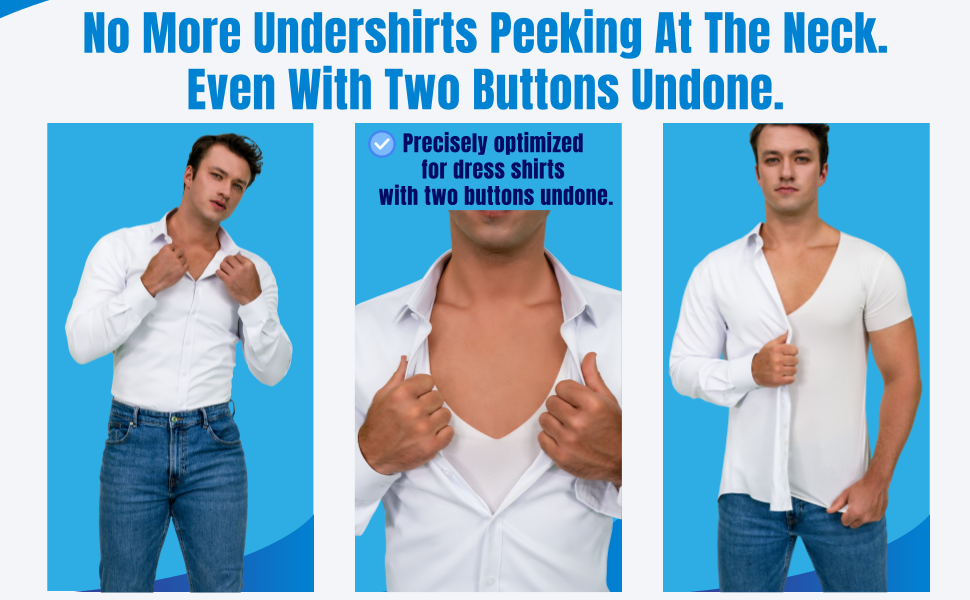 Men’s Deep V-Neck Sweatproof Undershirt – AVIALAN White Slim Fit Short Sleeve Tee Sizes XL to 3XLT for Big & Tall Men
