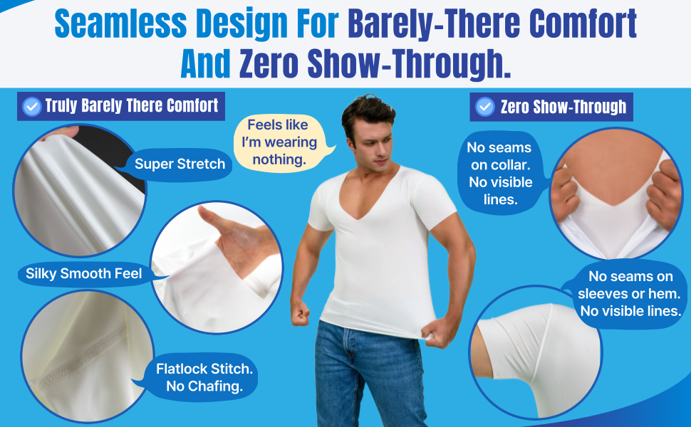 Men’s Deep V-Neck Sweatproof Undershirt – AVIALAN White Slim Fit Short Sleeve Tee Sizes XL to 3XLT for Big & Tall Men
