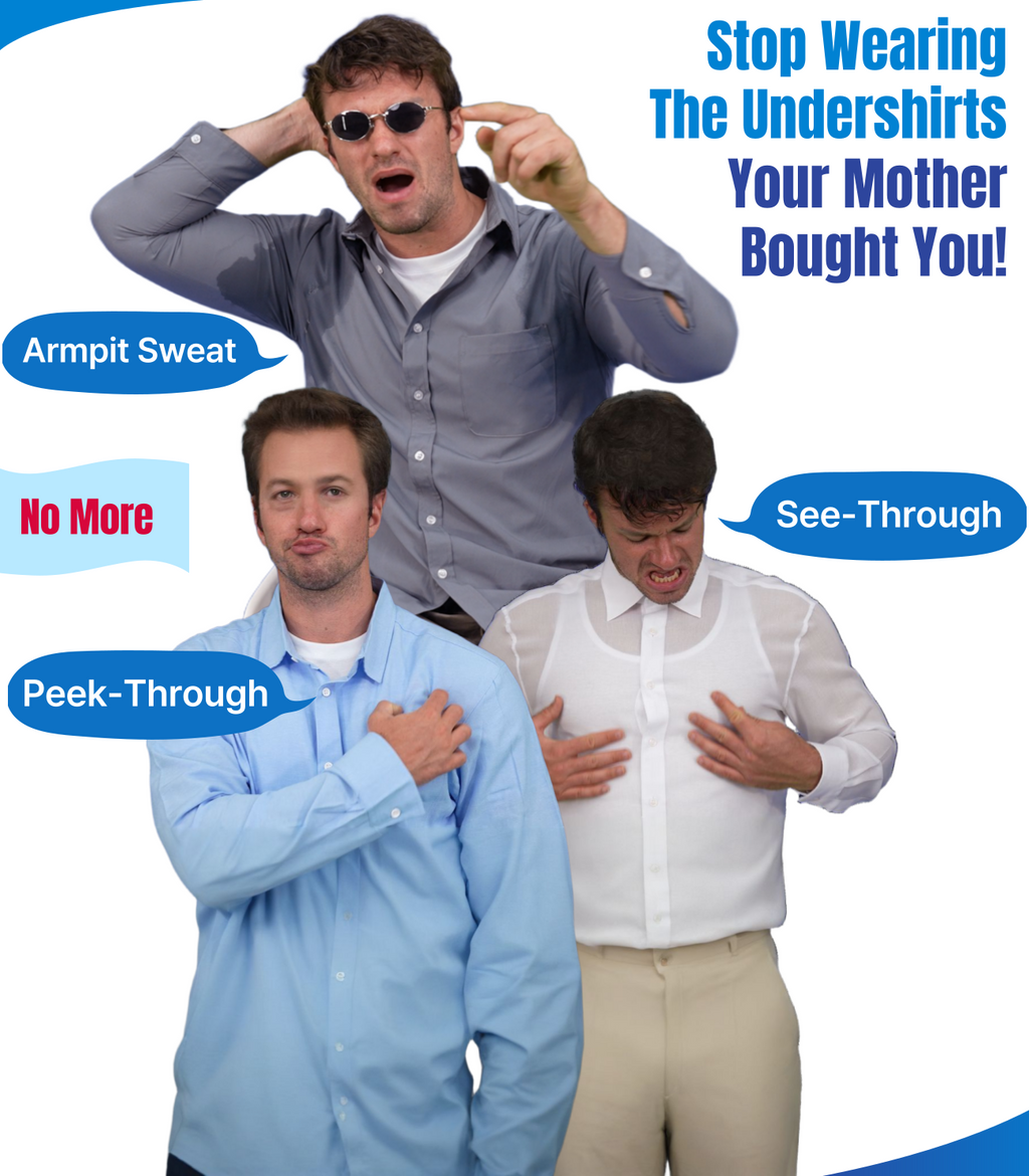 [Signature] Deep V Neck Undershirts for Men-Sweatproof,Anti-Odor,No-Yellowing