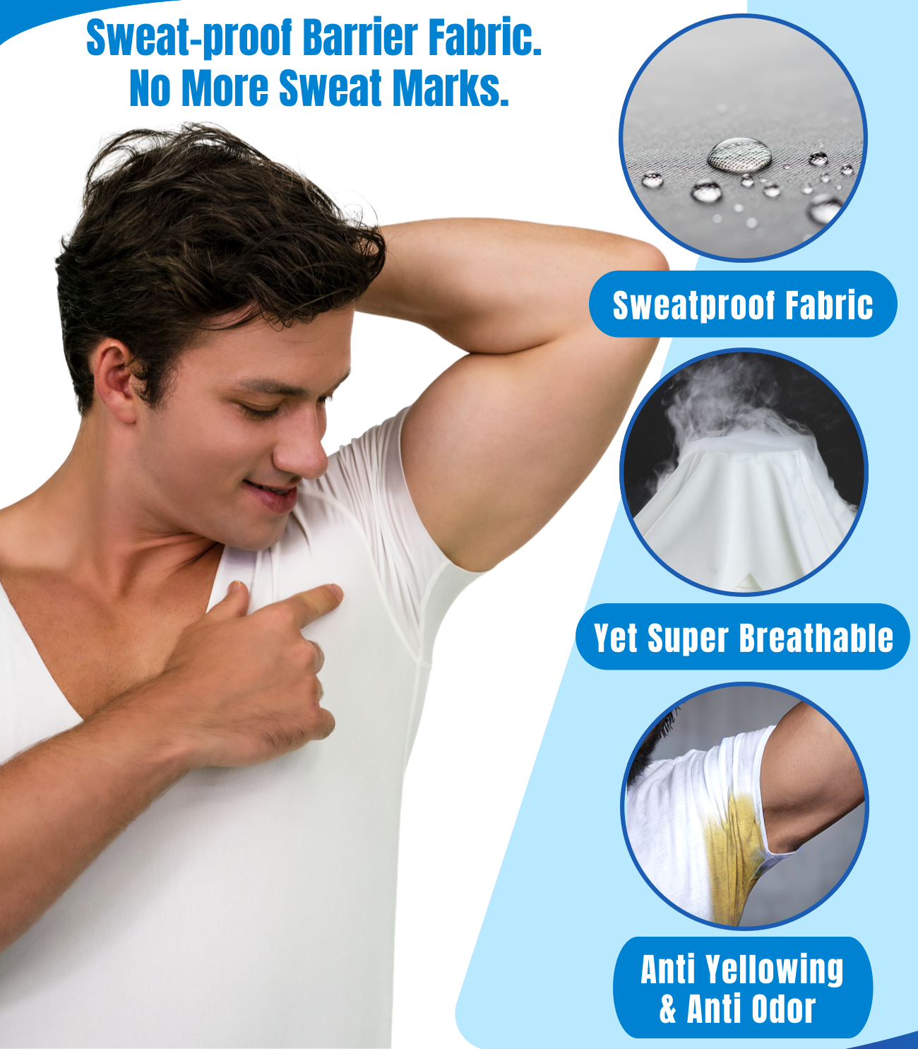 [Signature] Deep V Neck Undershirts for Men-Sweatproof,Anti-Odor,No-Yellowing