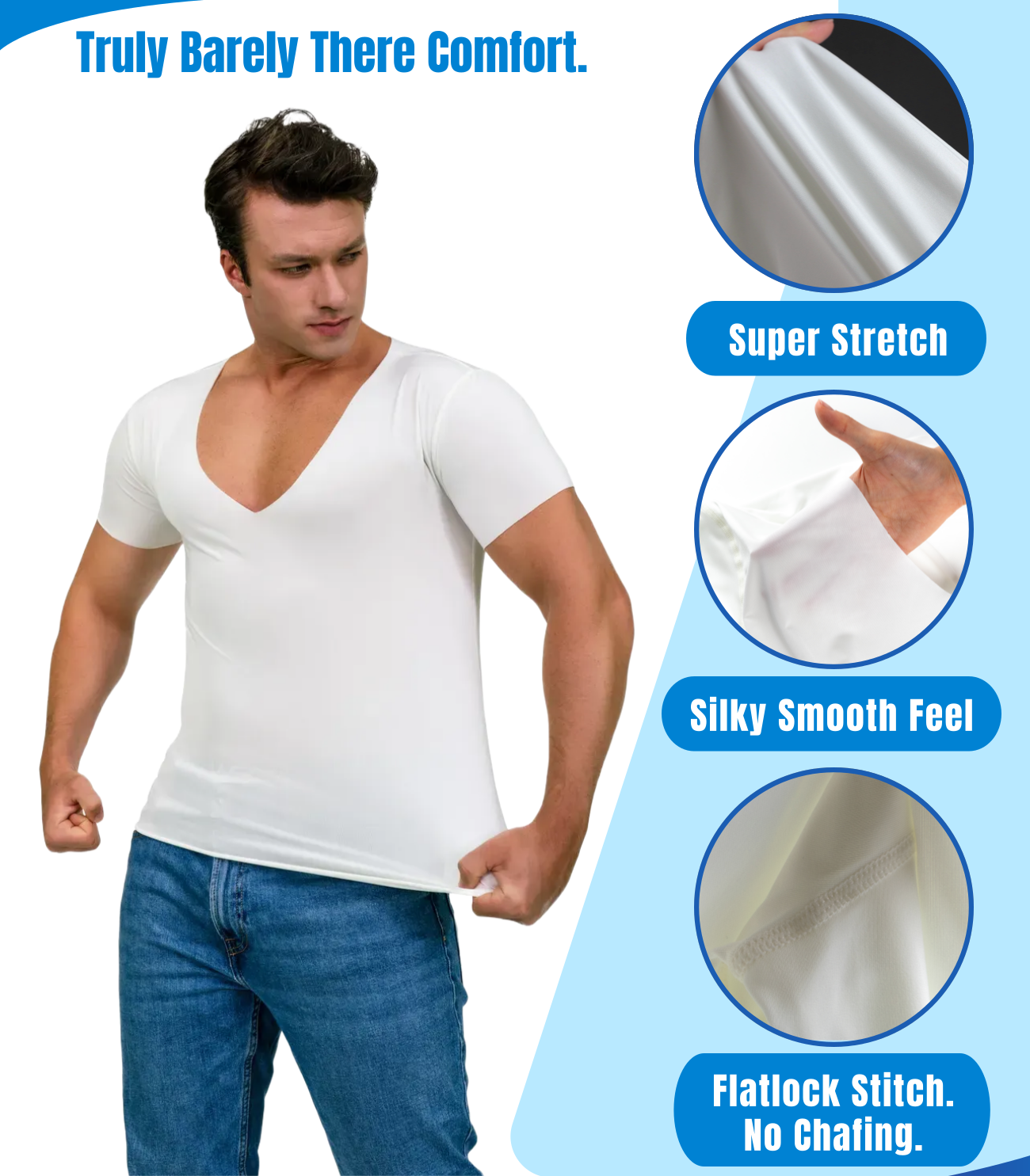 [Signature] Deep V Neck Undershirts for Men-Sweatproof,Anti-Odor,No-Yellowing