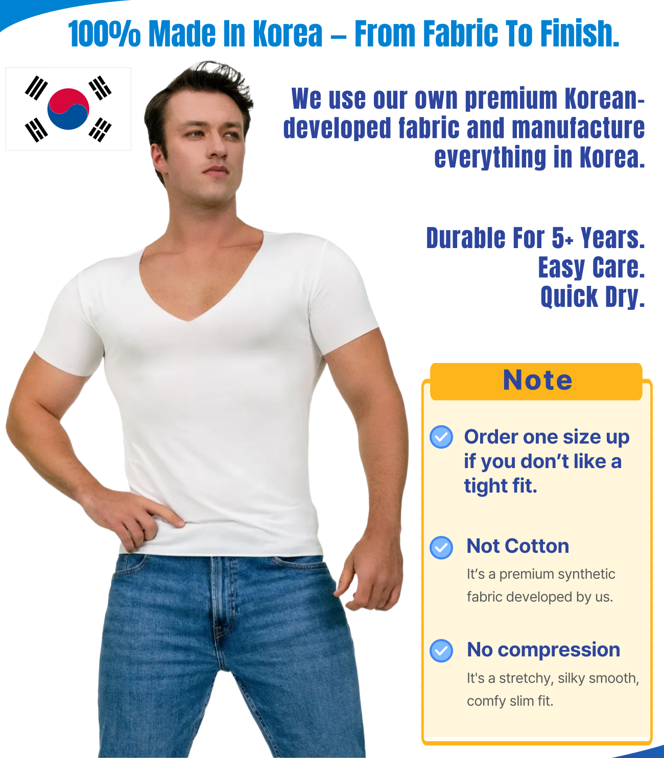 [Signature] Deep V Neck Undershirts for Men-Sweatproof,Anti-Odor,No-Yellowing