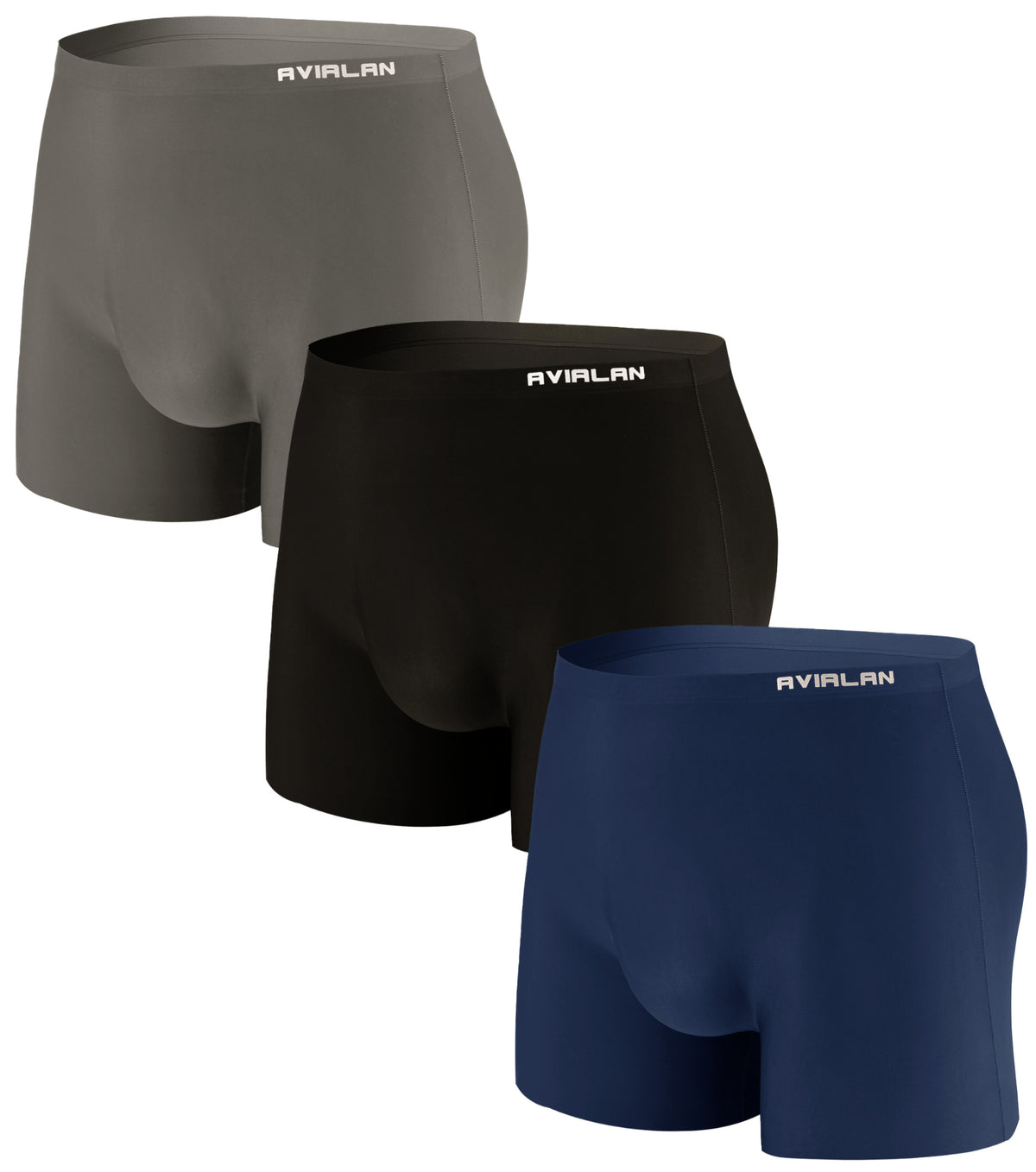[3pack] AVIALAN Super Stretch Cooling Boxer Briefs For Men - Black,Navy,Charcoal - (F)