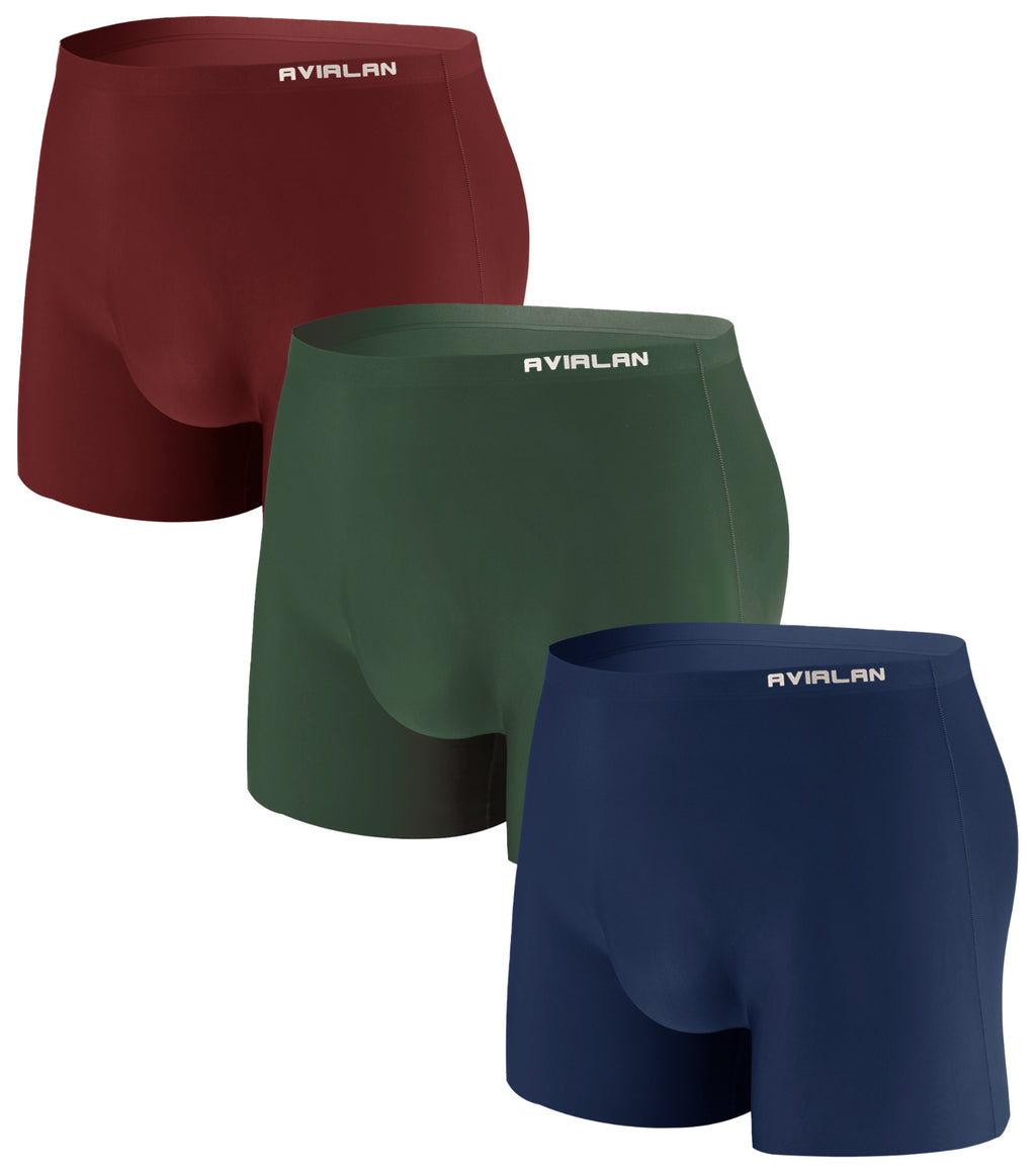 [3pack] AVIALAN Super Stretch Cooling Boxer Briefs For Men - Navy,Green,Burgundy - (G)