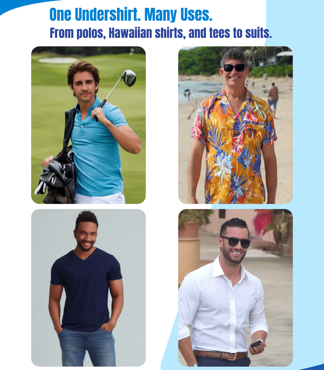 [Signature] Deep V Neck Undershirts for Men-Sweatproof,Anti-Odor,No-Yellowing