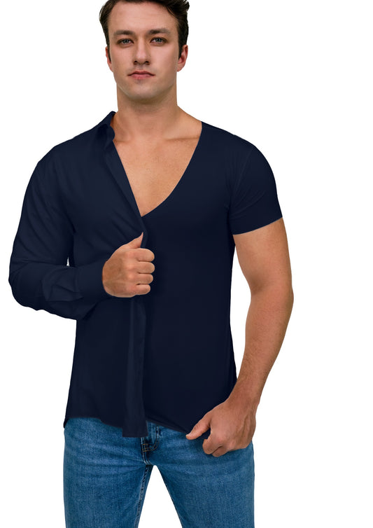 Men’s Deep V-Neck Sweatproof Undershirt – AVIALAN White Slim Fit Short Sleeve Tee Sizes XL to 3XLT for Big & Tall Men